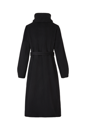 Manteau long double face en laine et cachemire noir Noir vue de dos