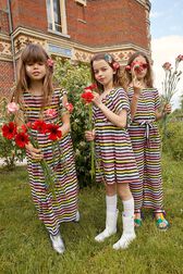 Robe longue fille rayée multicolore Multico raye vue portée de face