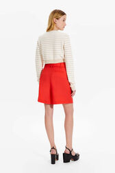 Women Wool Tailored Shorts Coral back worn view