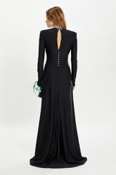 Robe longue en jersey Noir vue portée de dos