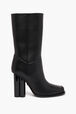 Bottes mi-hautes en cuir noir Noir vue de face