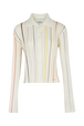 Chemise plissée rayée multicolore Ecru vue de face