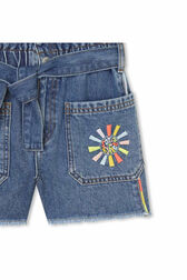Raw-edged denim shorts Stonewashed indigo details view 1