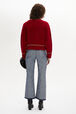 Boat-Neck Jumper With Curved Long Sleeves Red back worn view