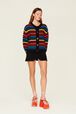 Cardigan Big Poor Boy rayé femme Multico raye rf vue portée de face