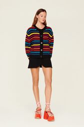 Cardigan Big Poor Boy rayé femme Multico raye rf vue portée de face