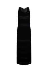 Robe à bretelle en crochet coton ajourée Noir vue de face
