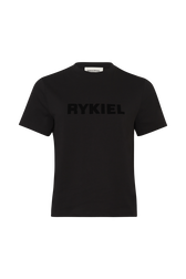 Short-sleeved crew-neck T-shirt Black front view