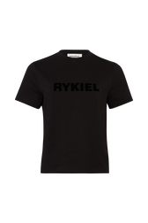 Short-Sleeved Crew Neck T-Shirt Black front view
