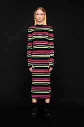 Robe longue rayé multicolore femme Multico raye noir vue portée de face