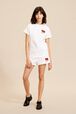 Women Mouth Print T-shirt White front worn view