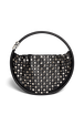 Medium Domino bag in leather and studs Black front view