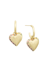 Boucles d'oreilles Poetic Garden Striped Heart Gold vue de dos