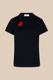 Women Floral Print T-shirt Black front view