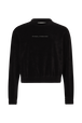Long-Sleeved Velvet Sweater Black front view