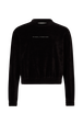 Long-Sleeved Velvet Sweater Black front view
