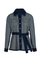 Belted Denim Jacket Raw front view