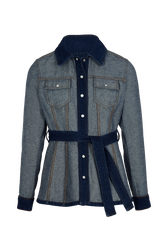 Veste ceinturée en denim traité sur l'envers Brut vue de face