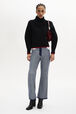 Turtleneck Jumper With Curved Long Sleeves Black front worn view