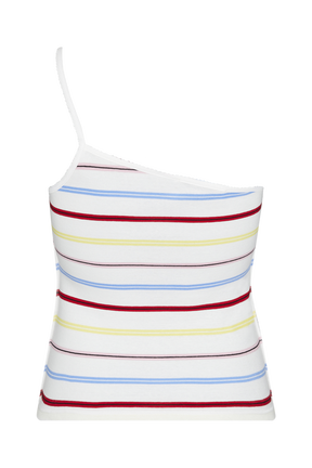 Women Multicolor Striped Asymmetrical Tank Top Multico white striped back view