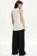Women Pleated Tank Top Ecru back worn view