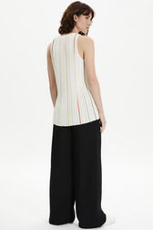 Women Pleated Tank Top Ecru back worn view