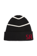 Two-Colour Wool Knit Beanie Hat Black/white front view
