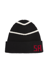Bonnet maille bicolore Raye noir/blanc vue de face