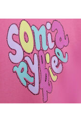 Fleece Girl Sweatshirt "Sonia Rykiel" Print Fuchsia details view 1
