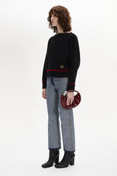 Wool Knit Boat-Neck Sweater Black details view 1