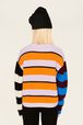 Women Multicolor Striped Sweater Multico striped back worn view