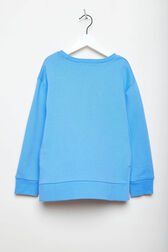 Girl Rounded Collar Sweatshirt Blue back view