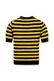 Women Poor Boy Striped Short Sleeve Sweater Striped black/mustard back view