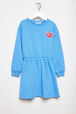 Robe manches longues fille  Bleu vue de face