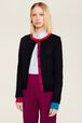 Cardigan laine colorblock femme Bleu nuit vue de détail 2