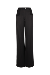 Pantalon piaf en crêpe envers satin Noir vue de face