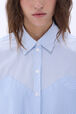 Chemise en coton à manches longues fines rayures Raye blanc / bleu vue de détail 2