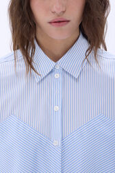 Chemise en coton à manches longues fines rayures Raye blanc / bleu vue de détail 2