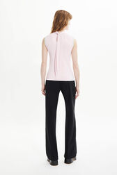Women Viscose Tank Top with Coloured Armhole Baby pink back worn view