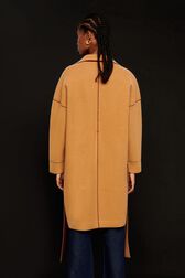 Manteau double face laine femme Beige vue portée de dos