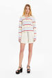 Cardigan picots rayé multicolore femme Multico raye blanc vue portée de face