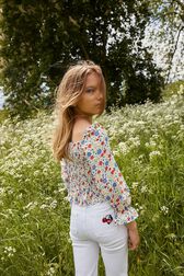 Jean flare fille Blanc vue portée de face