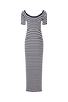 Robe rayée à fleur Raye blanc / bleu vue de dos