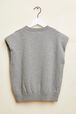 Ribbed Knit Girl Top Grey back view