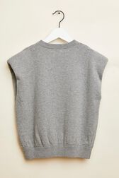Ribbed Knit Girl Top Grey back view