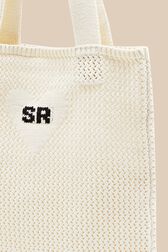 Women Heart Print Crochet Bag Ecru details view 1