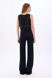 Black viscose trousers Black back worn view