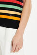Striped short-sleeved crew-neck sweater Multico striped details view 1