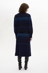 Long-Sleeved Crew-Neck Jumper Blue back worn view