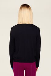 Cardigan laine colorblock femme Bleu nuit vue portée de dos